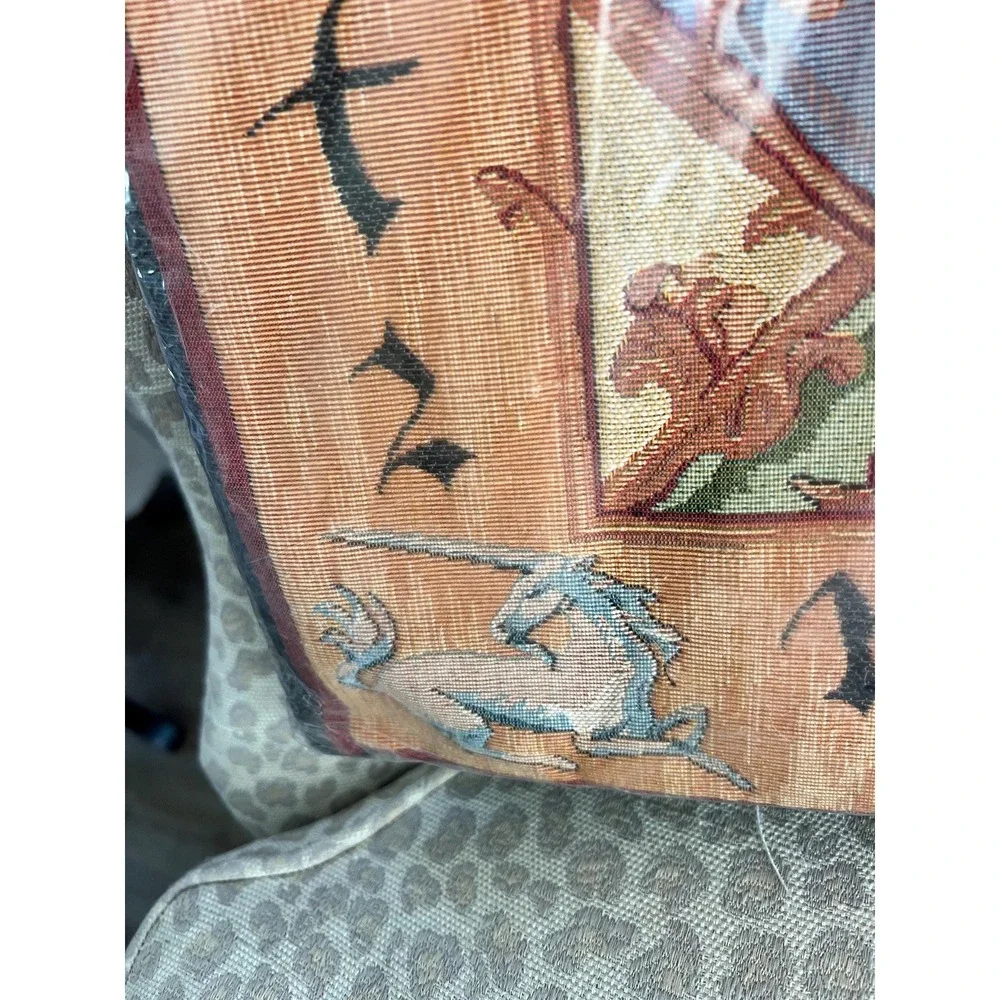 Historic Scotland Gothic Tapestry Pillow Cover Medieval Floral Rabbit Bird 19x19